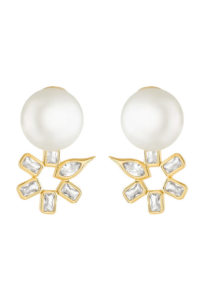 Cubic Zirconia Embellished Gold Studs 