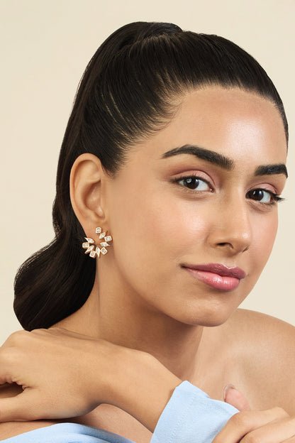 Crystal Stone Gold Hoops 