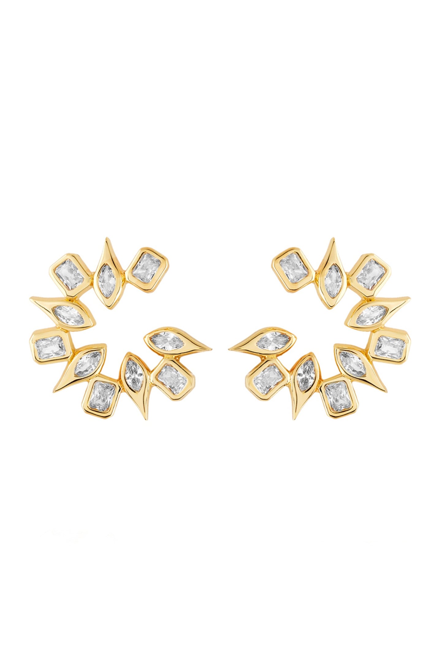 Crystal Stone Gold Hoops 