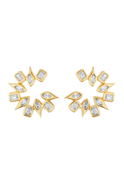 Crystal Stone Gold Hoops 