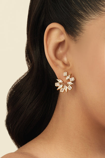 Crystal Stone Gold Hoops 