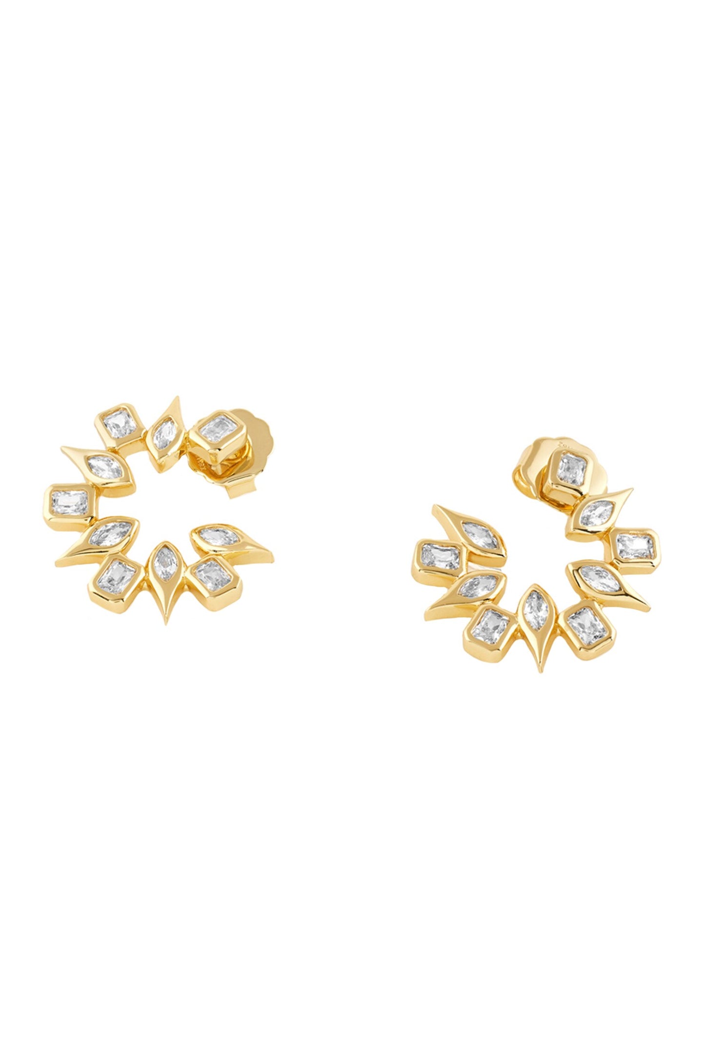 Crystal Stone Gold Hoops 