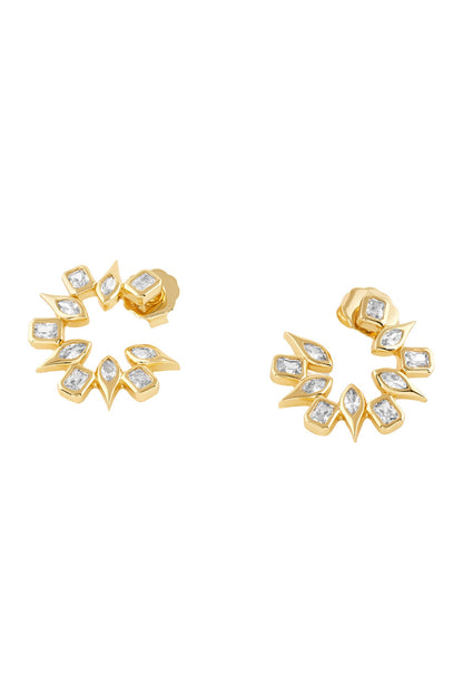 Crystal Stone Gold Hoops 