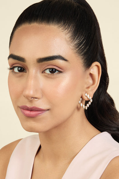 Stone Studded Square Hoops 