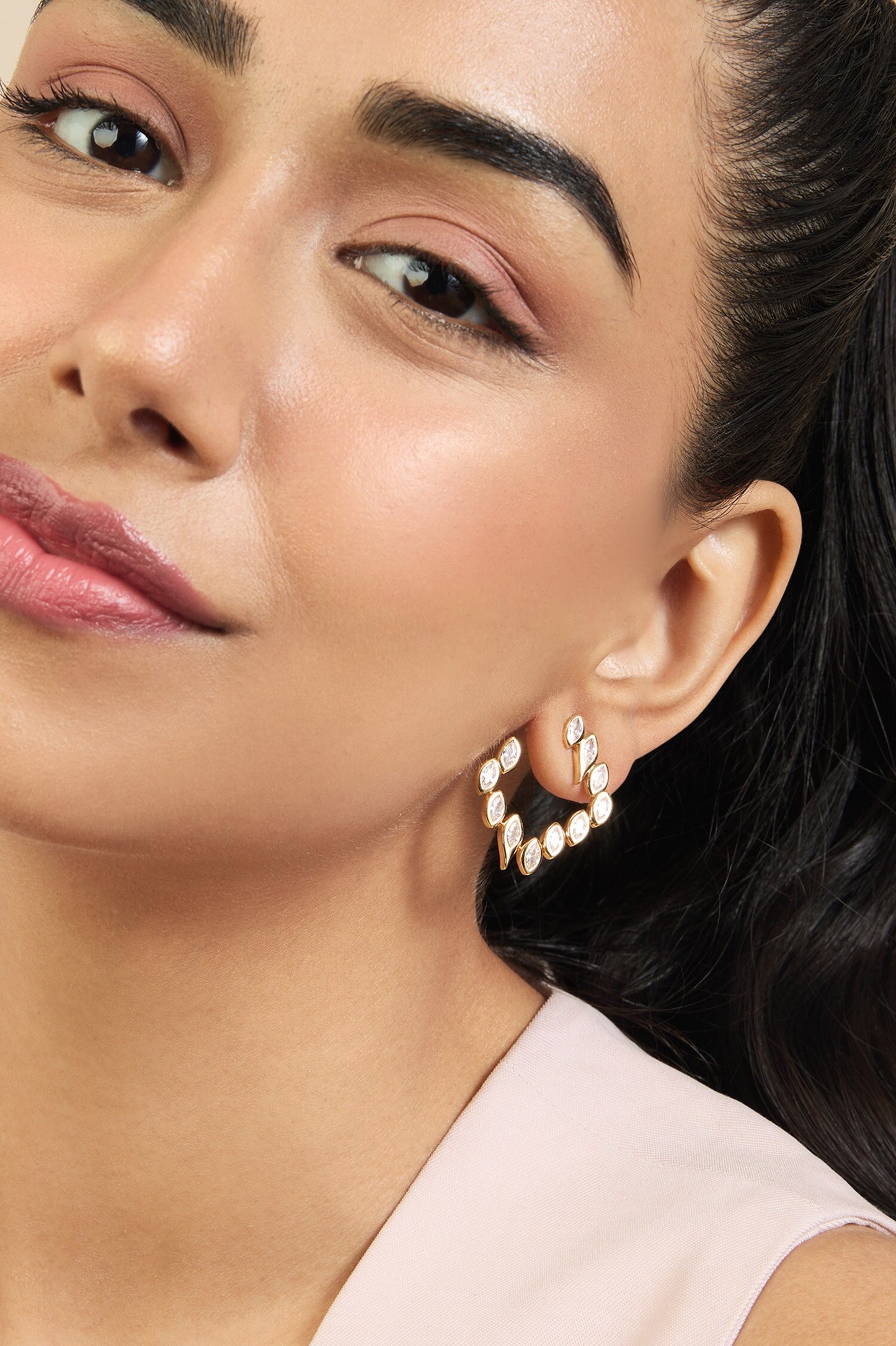 Stone Studded Square Hoops 