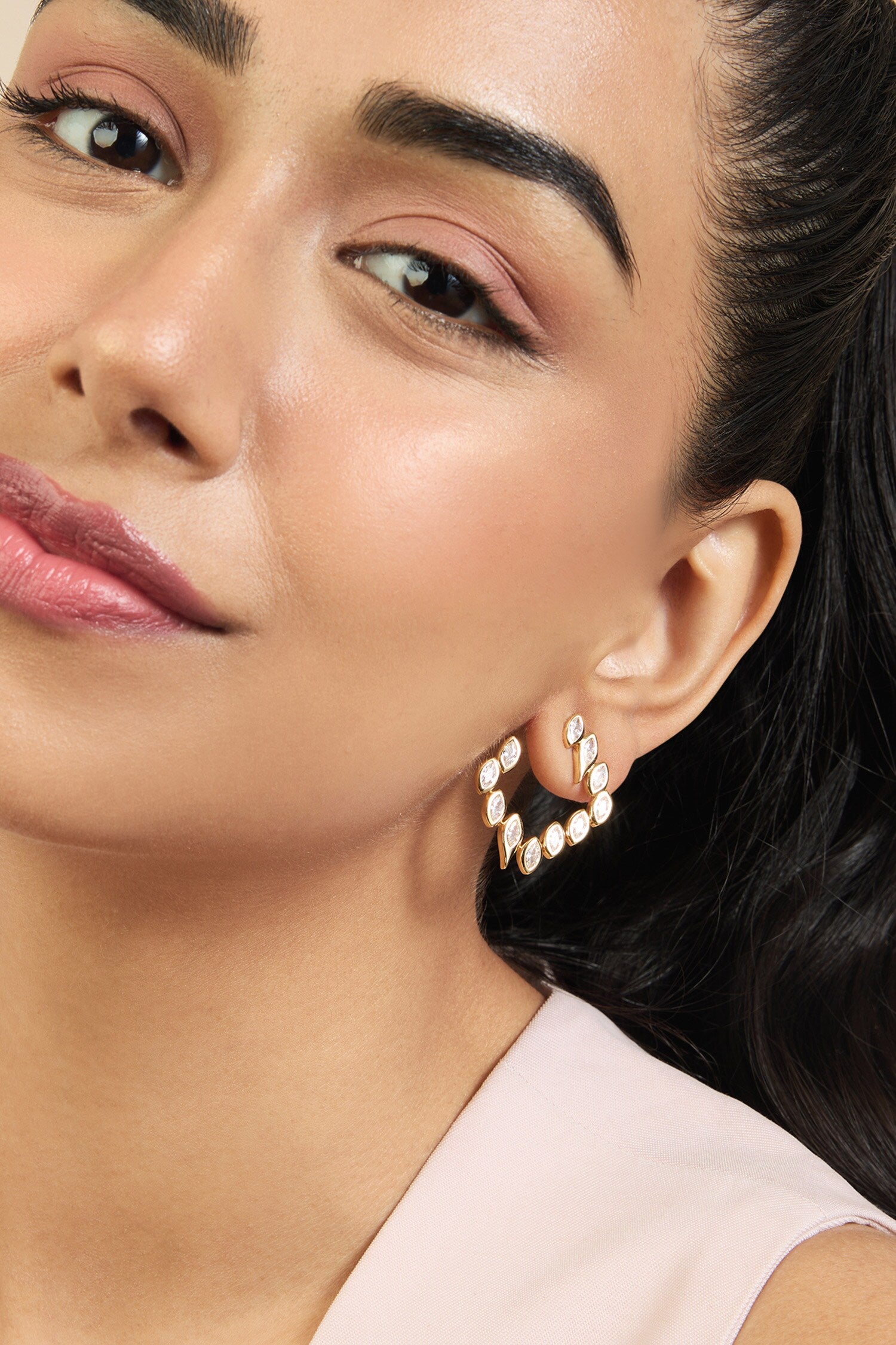 Stone Studded Square Hoops 