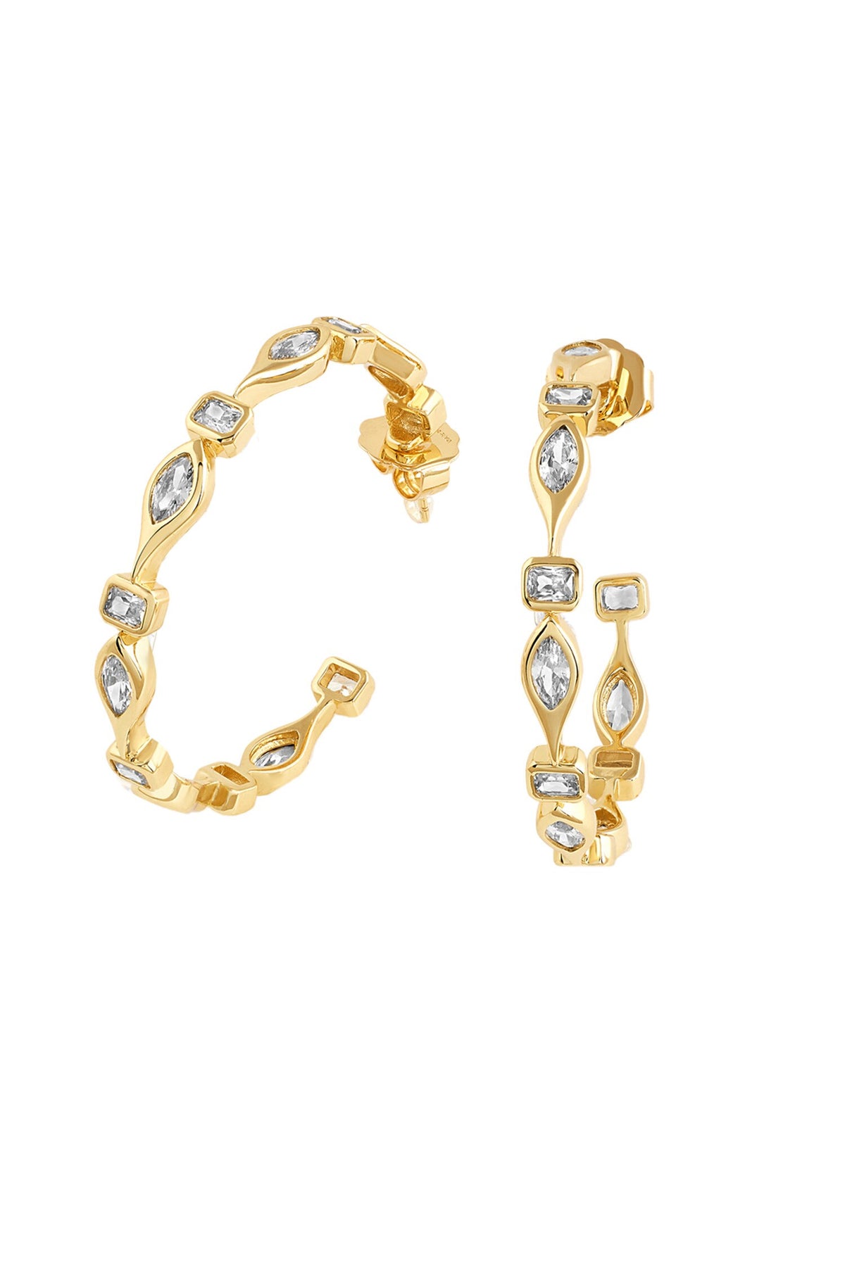 Crystal Embellished Gold Hoops 