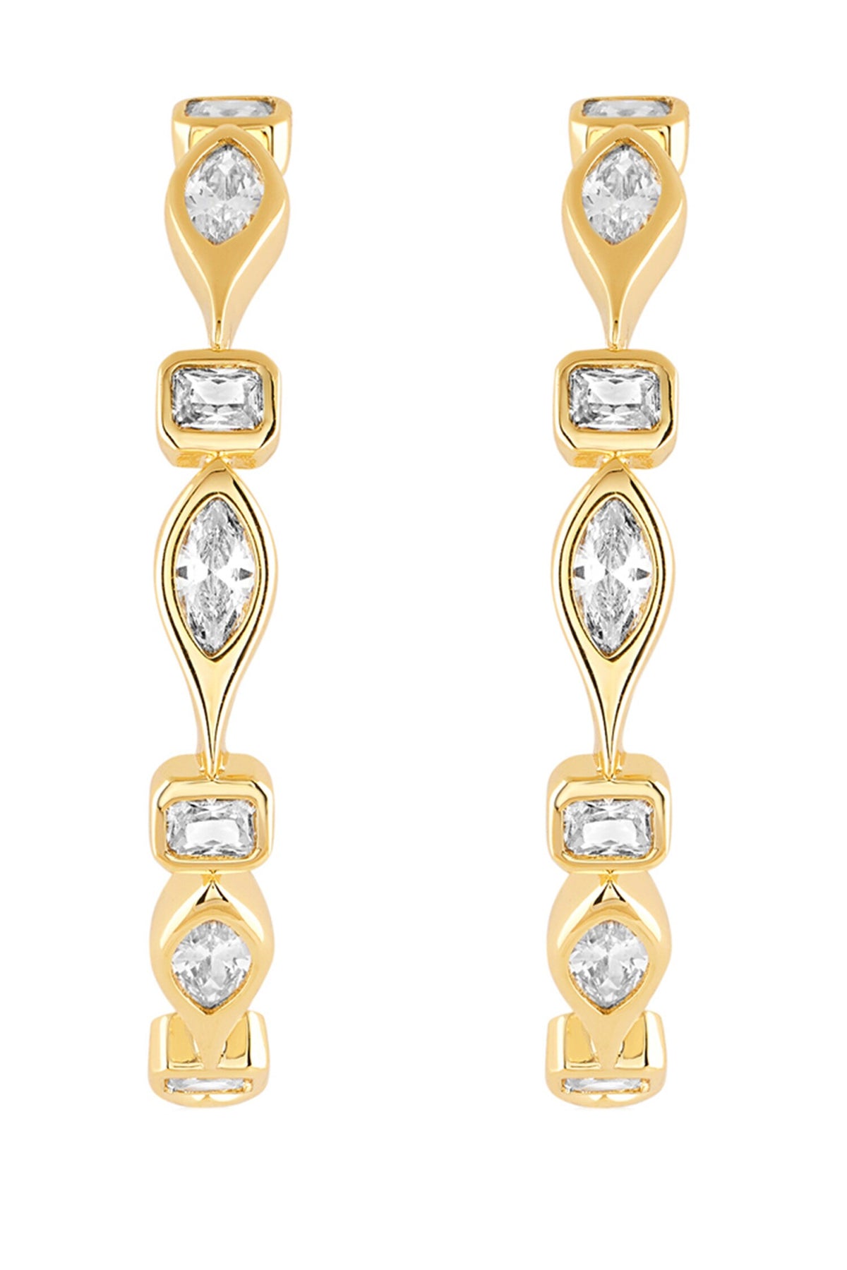 Crystal Embellished Gold Hoops 