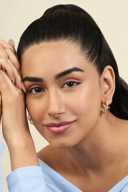 Crystal Embellished Eye Motif Hoops 
