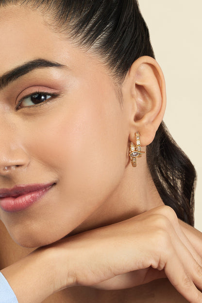 Crystal Embellished Eye Motif Hoops 