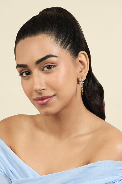 Crystal Embellished Gold Hoop Danglers 