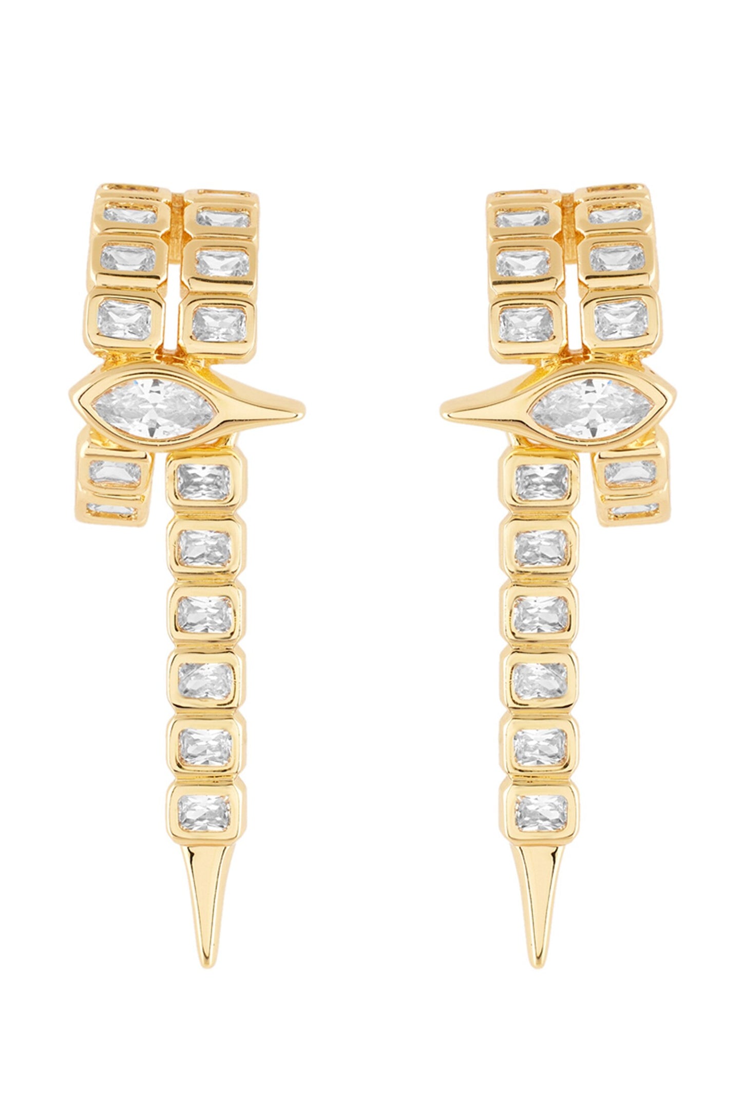 Crystal Embellished Gold Hoop Danglers 
