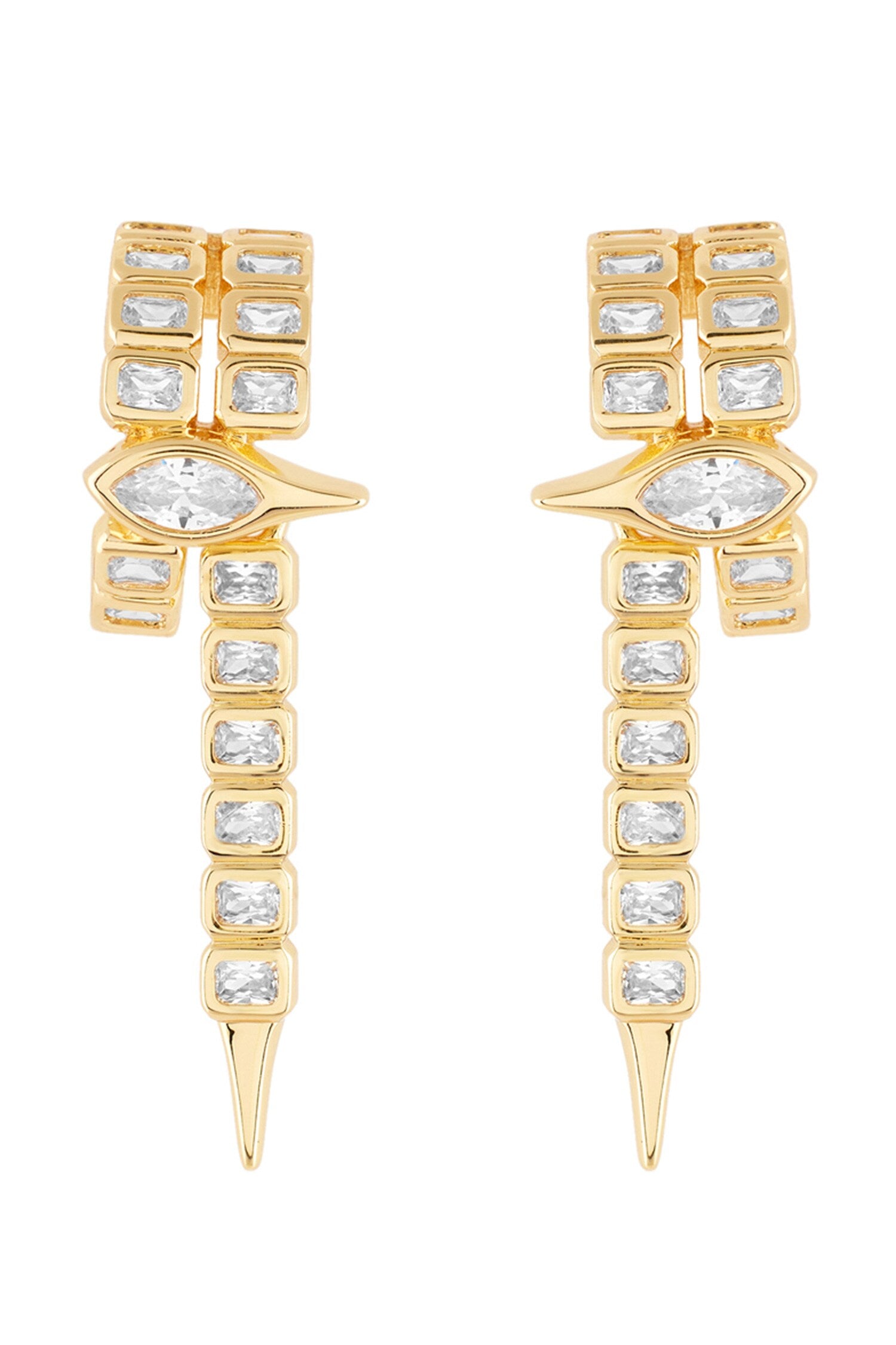 Crystal Embellished Gold Hoop Danglers 