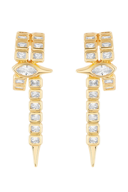 Crystal Embellished Gold Hoop Danglers 