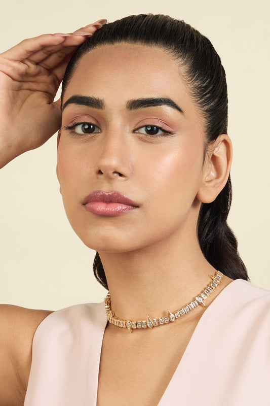 Crystal Stone Embellished Choker 