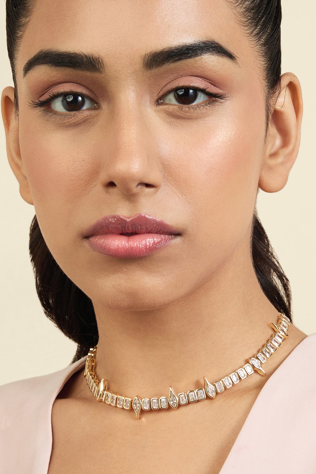 Crystal Stone Embellished Choker 