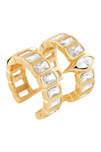 Cubic Zirconia Embellished Gold Ring 