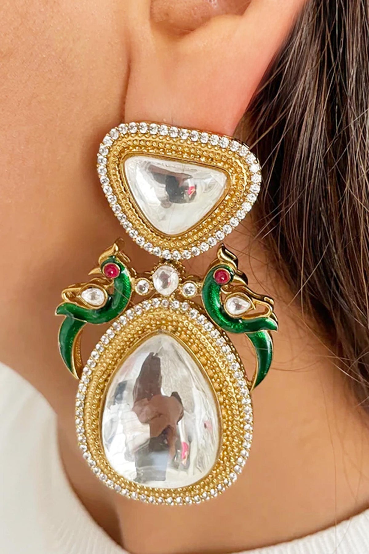 Polki Stone Embellished Necklace Set 