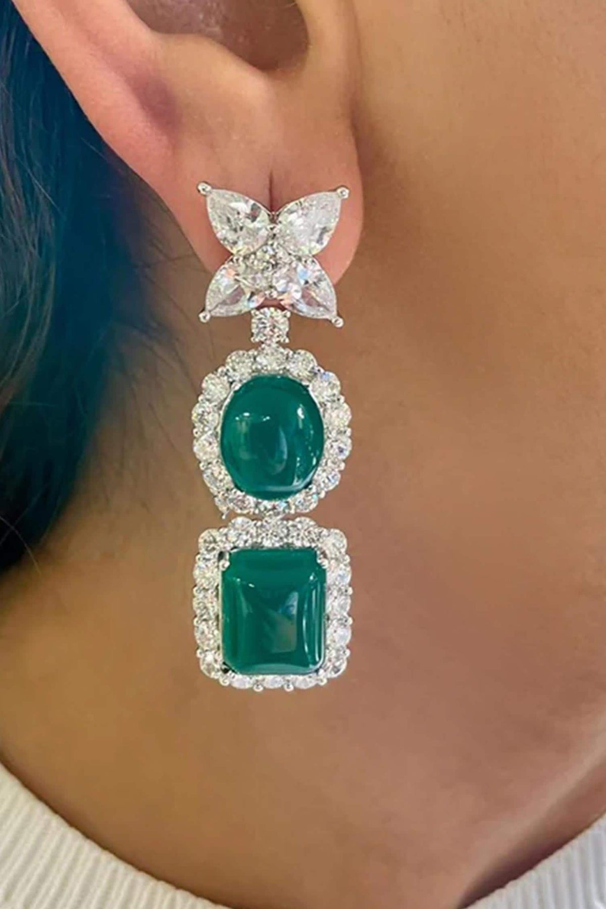 Emerald Diamond Necklace & Earring Set 