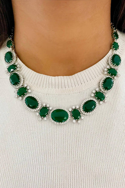 Emerald Diamond Necklace & Earring Set 