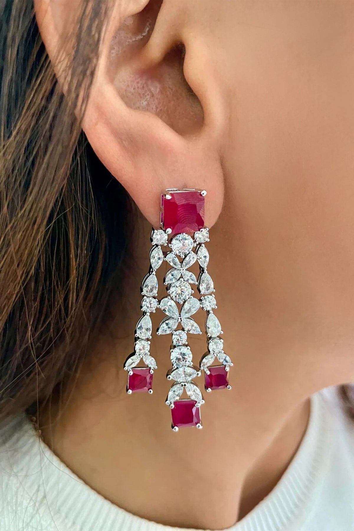 Ruby Diamond Butterfly Necklace Set 