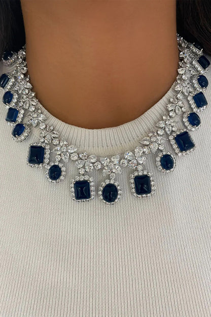 Sapphire & Diamond Stone Necklace Set 