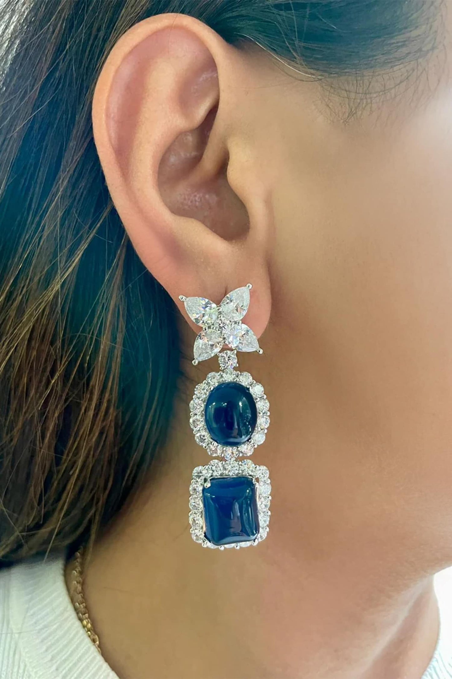 Sapphire & Diamond Stone Necklace Set 