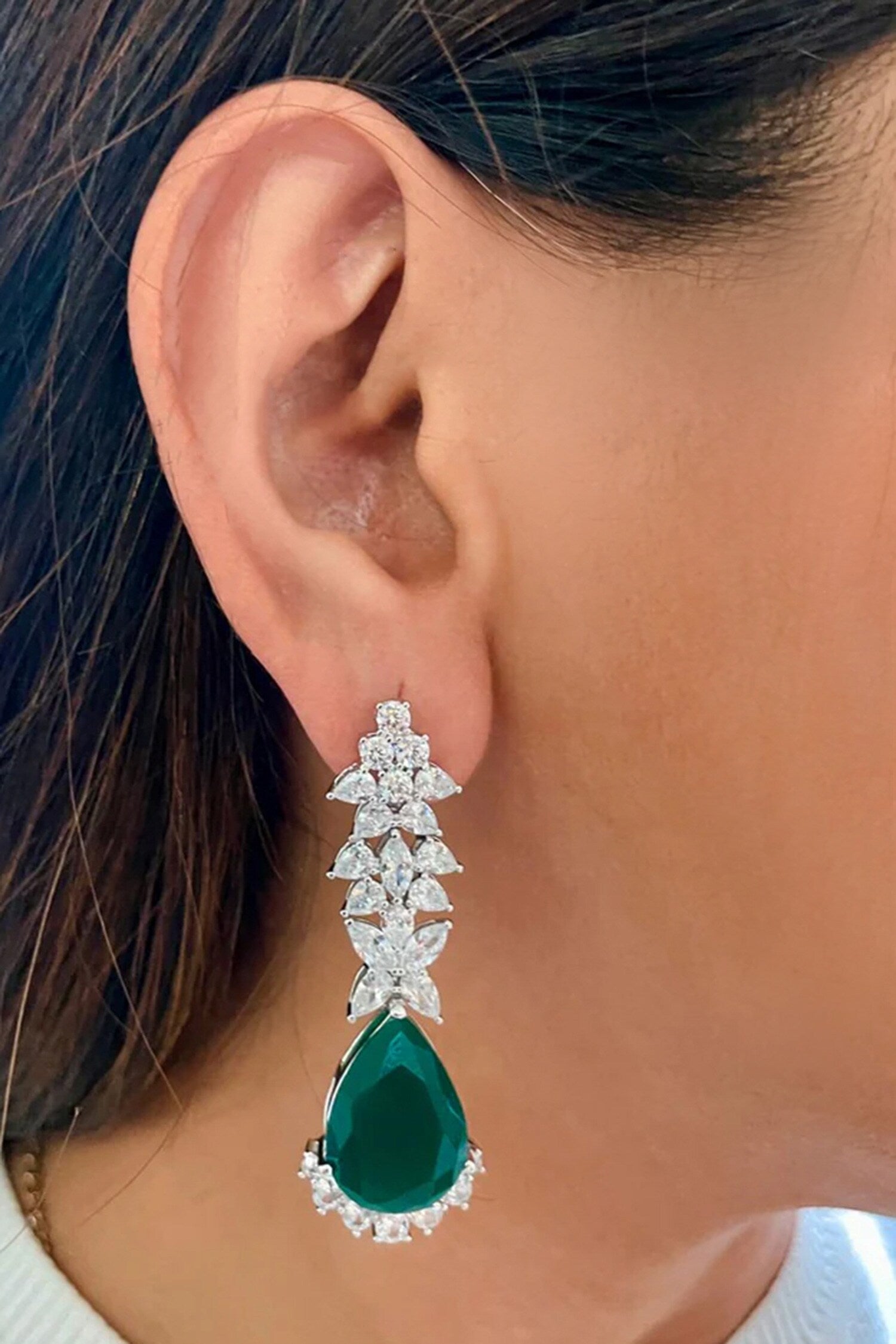 Emerald & Diamond Floral Necklace Set 