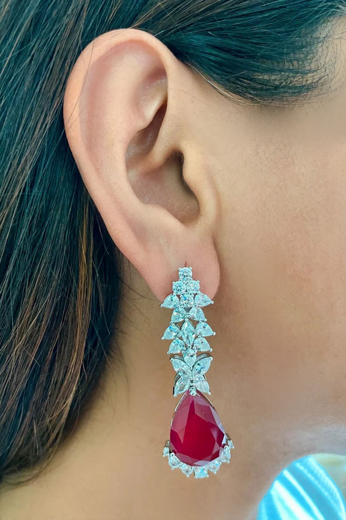 Nine Stone Drops Crystal Necklace Set 