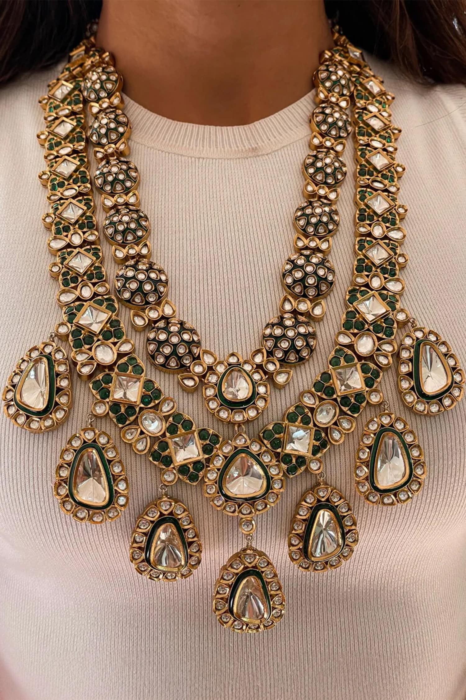 Ausa Polki Embellished Necklace Set 