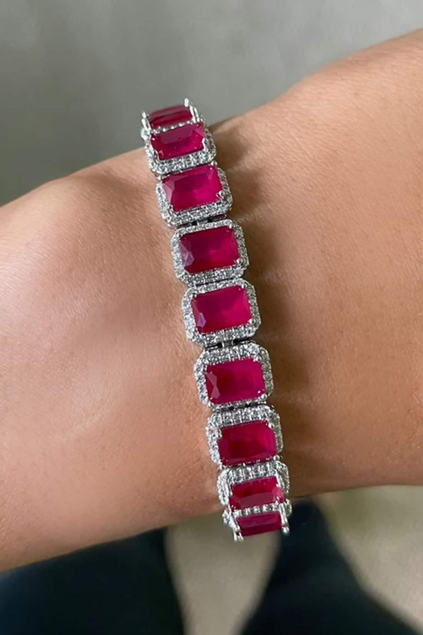 Baguette Ruby Studded Bracelet 