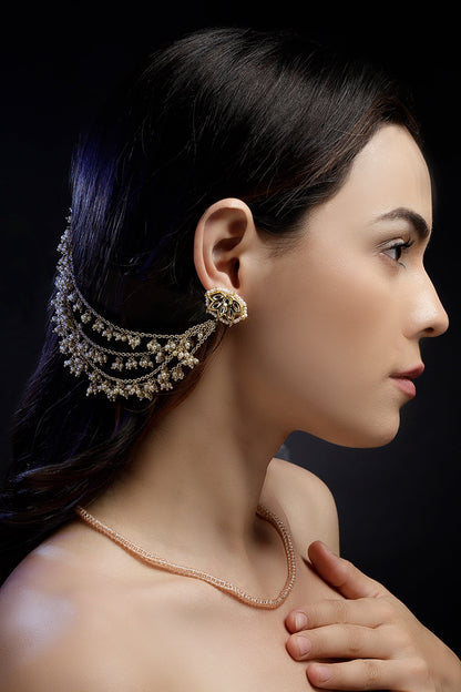 Kundan Embellished Earchains Set Of 2 