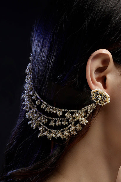 Kundan Embellished Earchains Set Of 2 