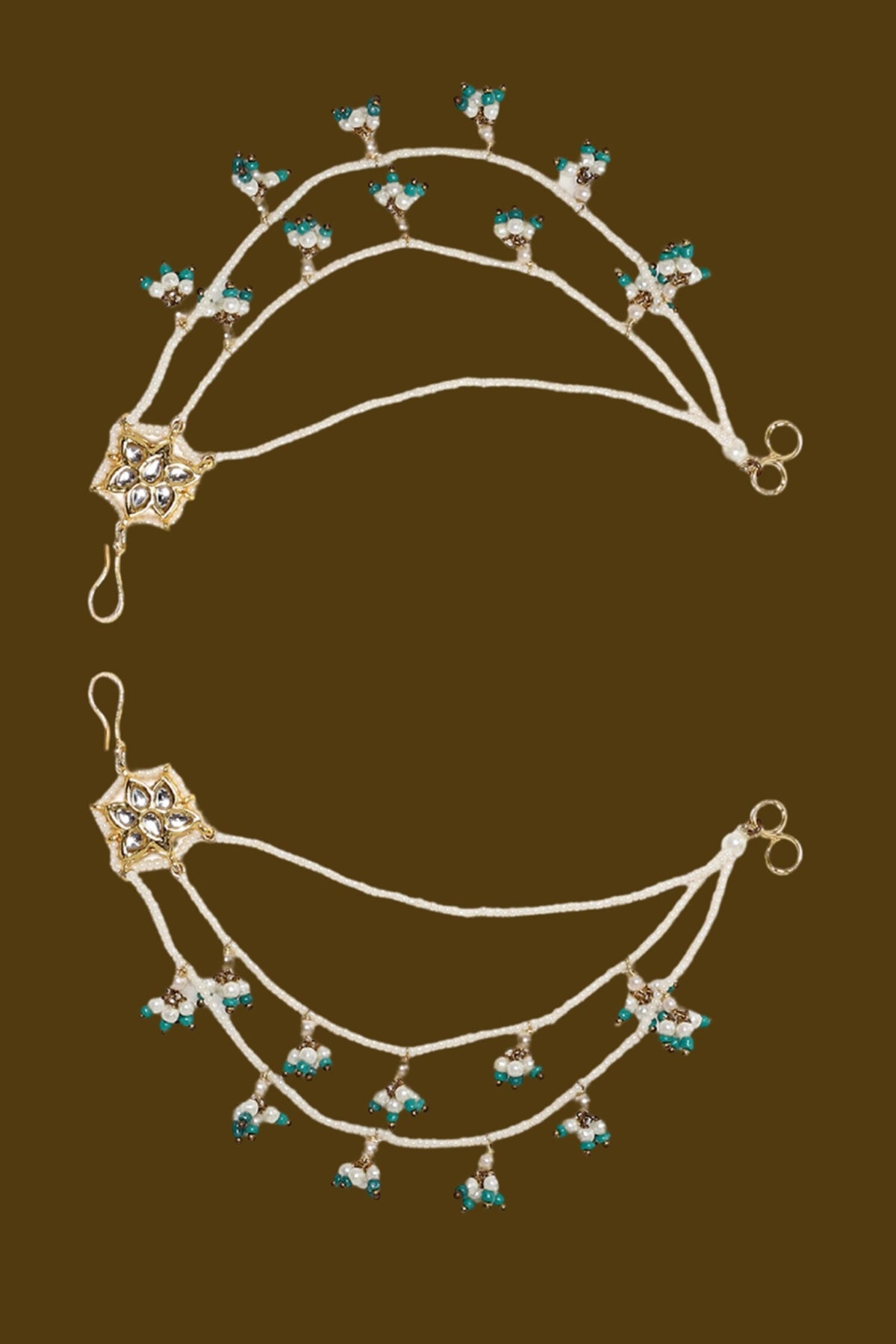 Neela Noor Kundan Earchains Set 