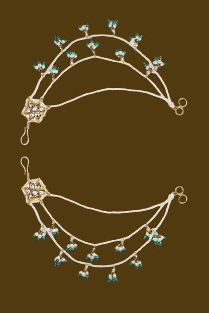 Neela Noor Kundan Earchains Set 
