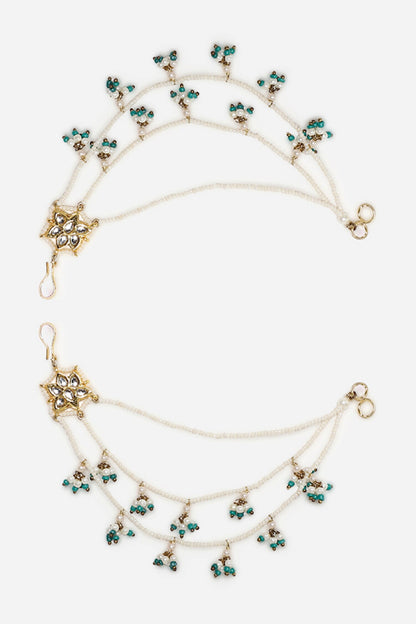 Neela Noor Kundan Earchains Set 