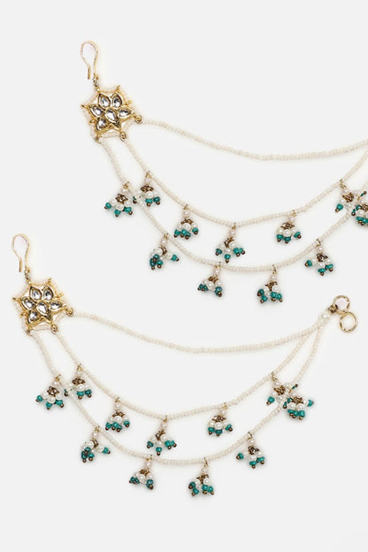 Neela Noor Kundan Earchains Set 