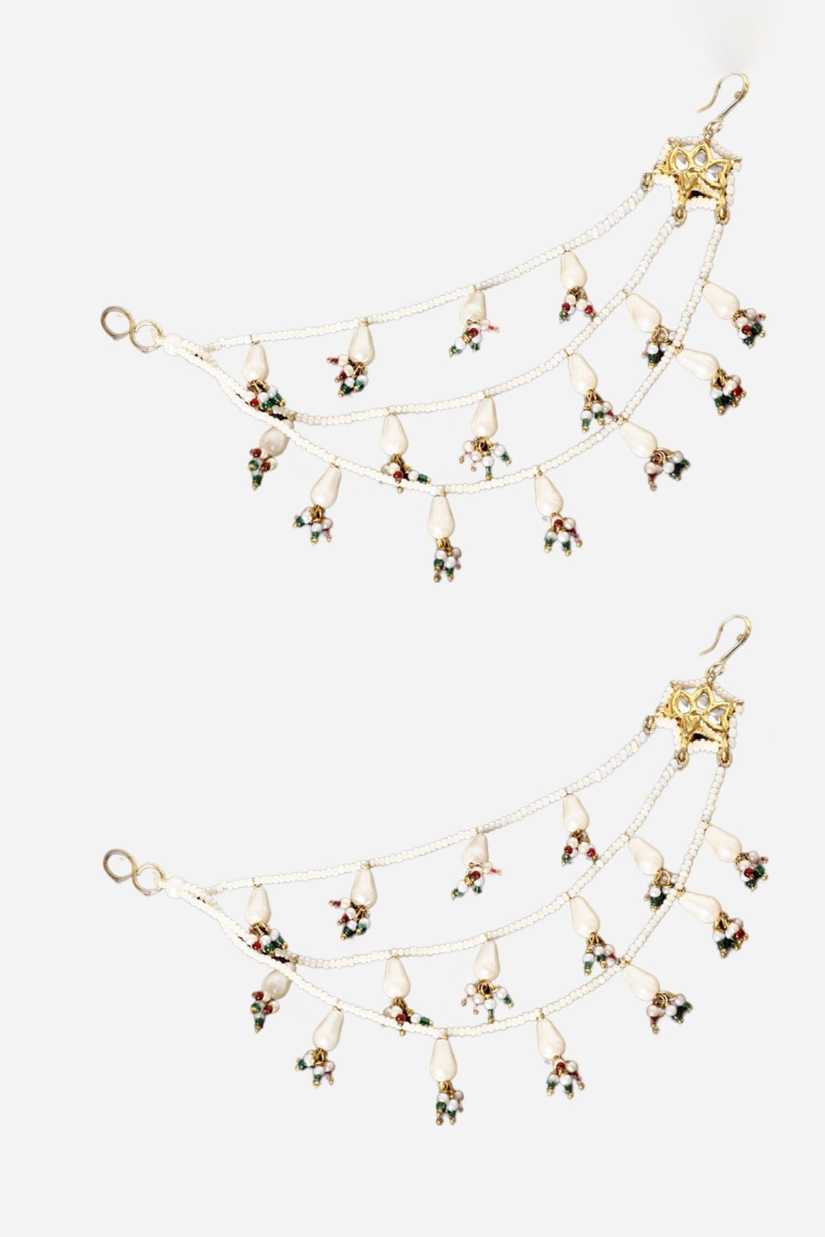 Kundan Embellished Earchains Set Of 2 