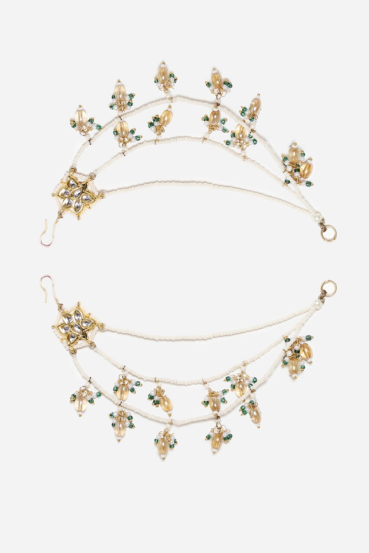 Kundan Pearl Earchains Set of 2 