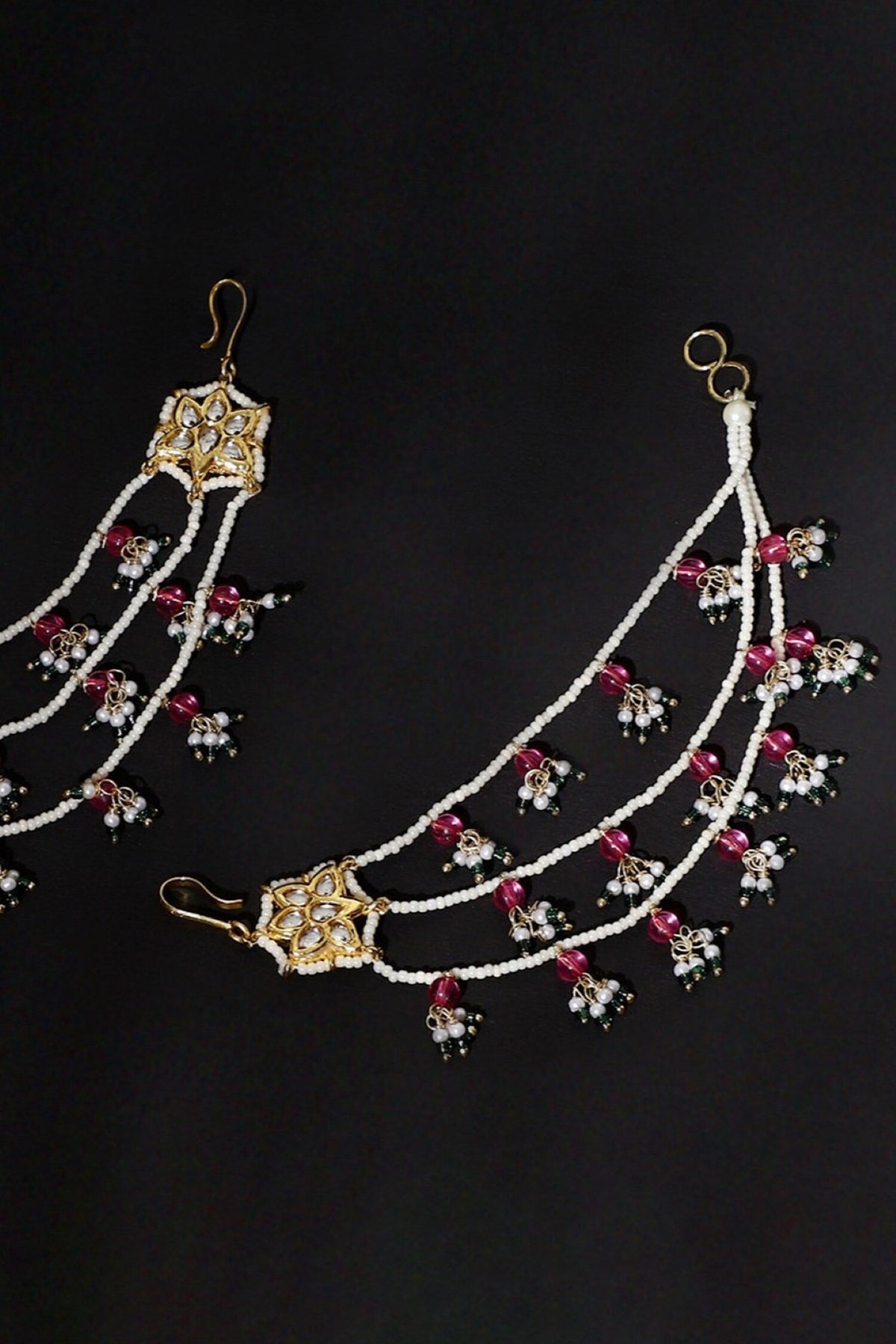 Gul-e-Nazuk Kundan Earchains Set 