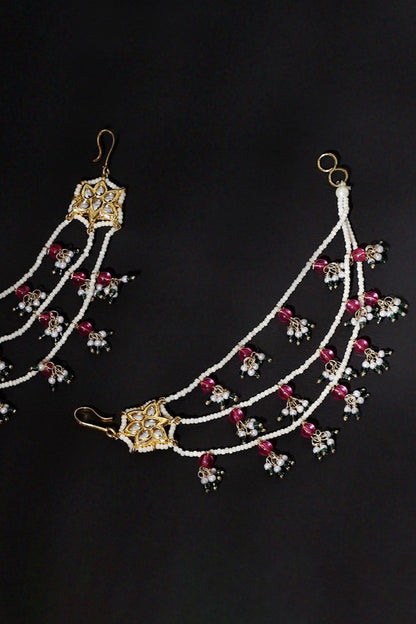Gul-e-Nazuk Kundan Earchains Set 
