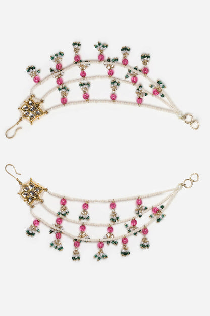 Gul-e-Nazuk Kundan Earchains Set 