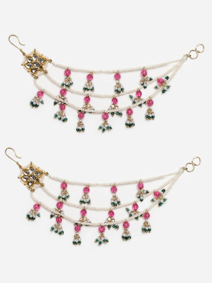 Gul-e-Nazuk Kundan Earchains Set 