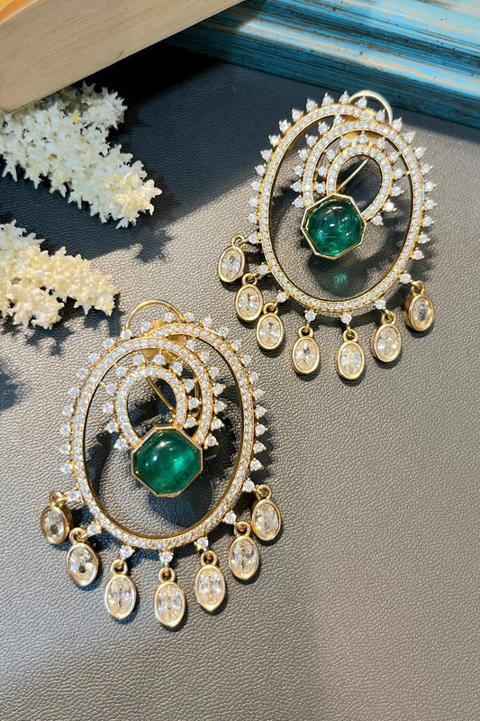 Gold Toned Zircon Studded Chandbalis 