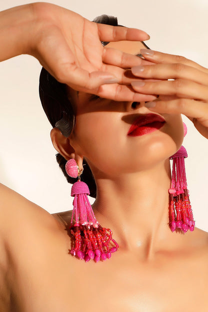 Gradient Bead Long Earrings 