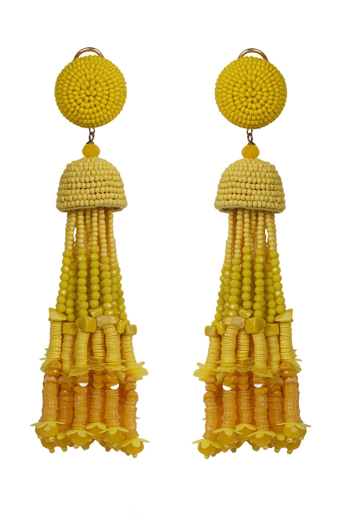 Tonal Gradient Beaded Long Earrings 