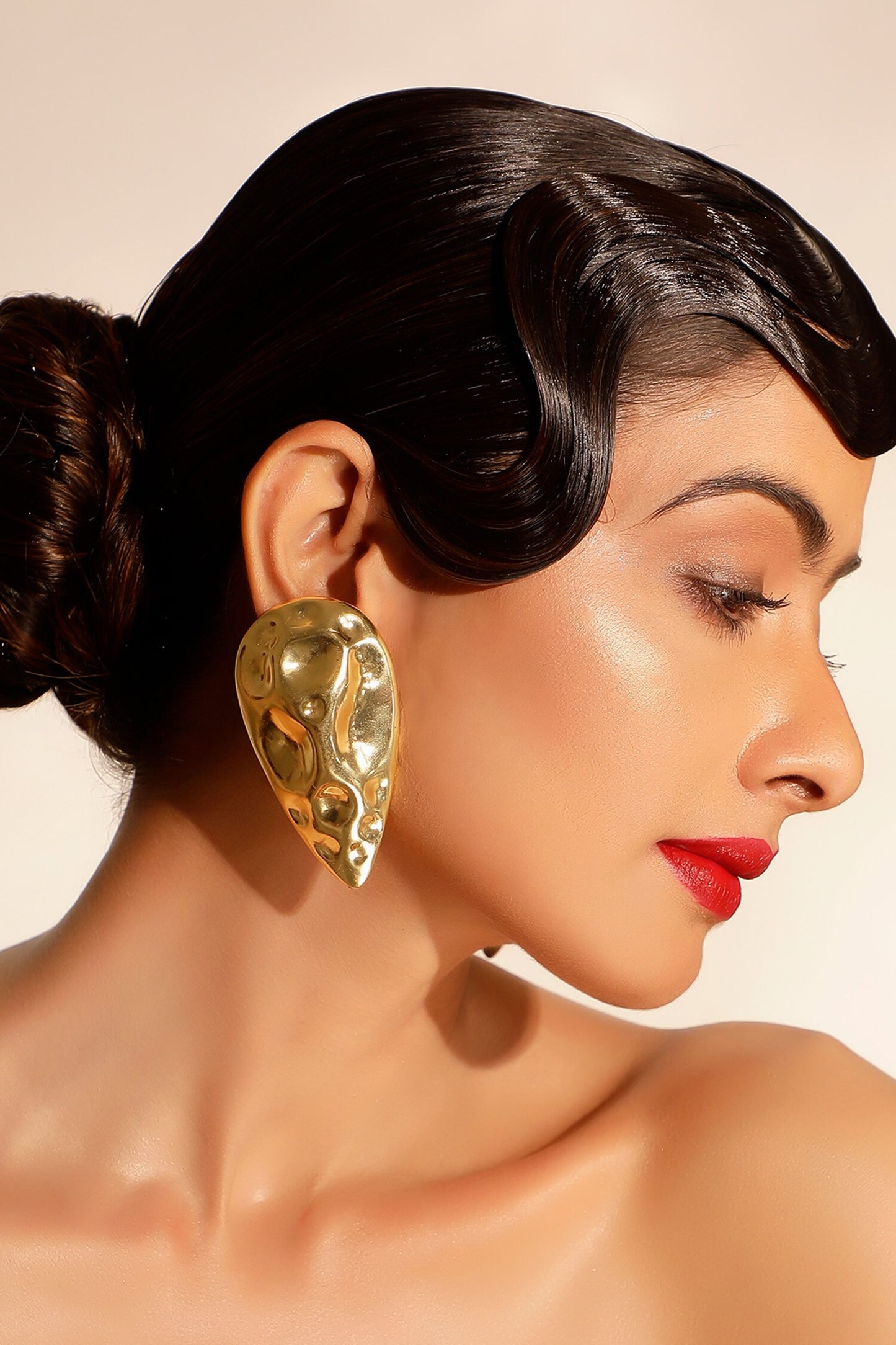 Textured Gold Drop Earrings 