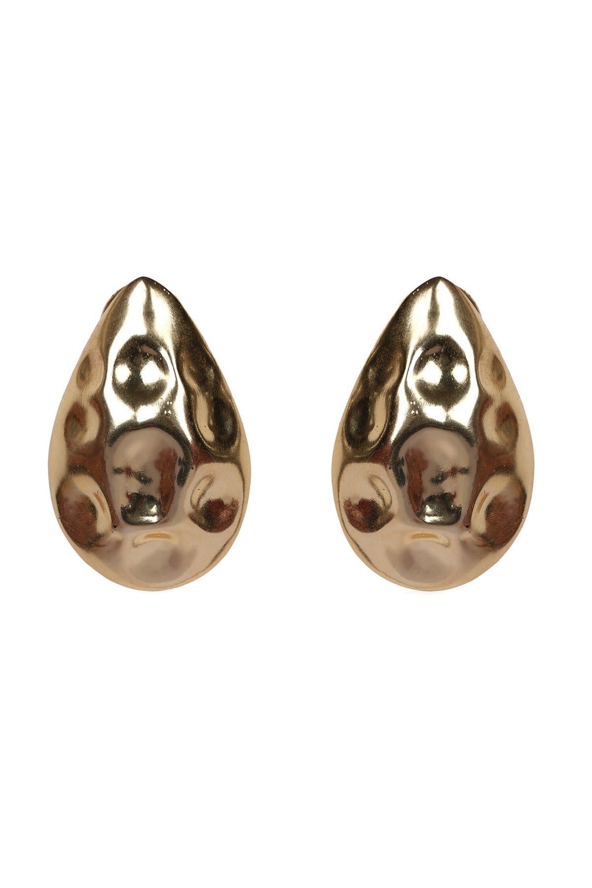 Hammered Gold Drop Pattern Earrings 