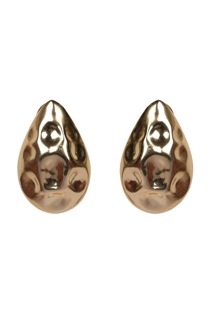 Hammered Gold Drop Pattern Earrings 