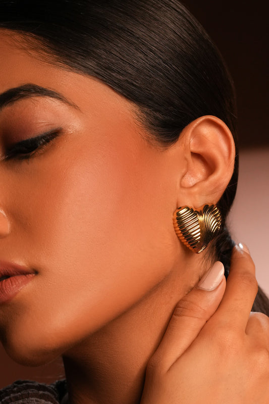 Textured Heart Stud Earrings 